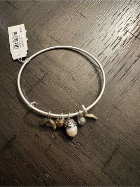 J. Jill Silver-Tone Acorn Charm Bangle Bracelet